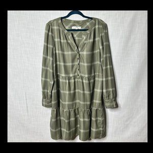 Loft Plaid Tiered Shirtdress